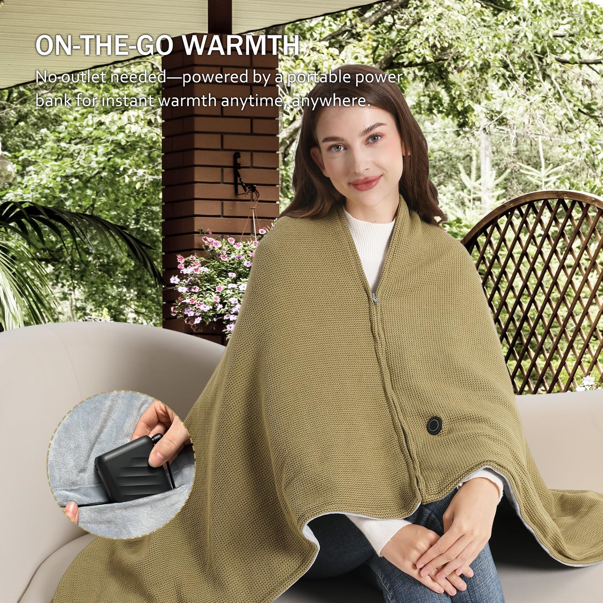 Portable Soft Zipper Electric Heated Blanket Shawl - Libiyi