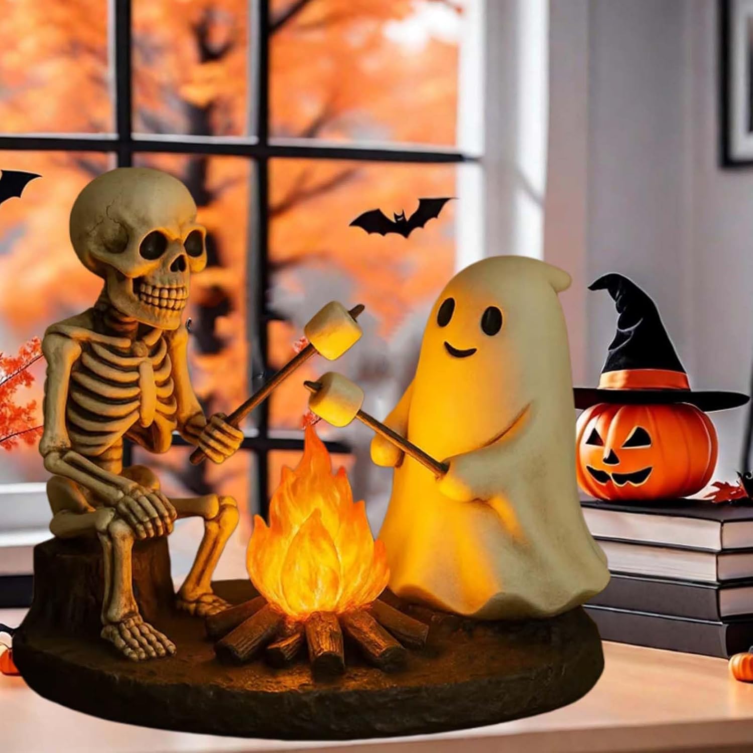 🎃Skeleton & Ghost Bonfire Night Lamp – Spooky Vibes for Your Halloween Décor!👻 - Libiyi