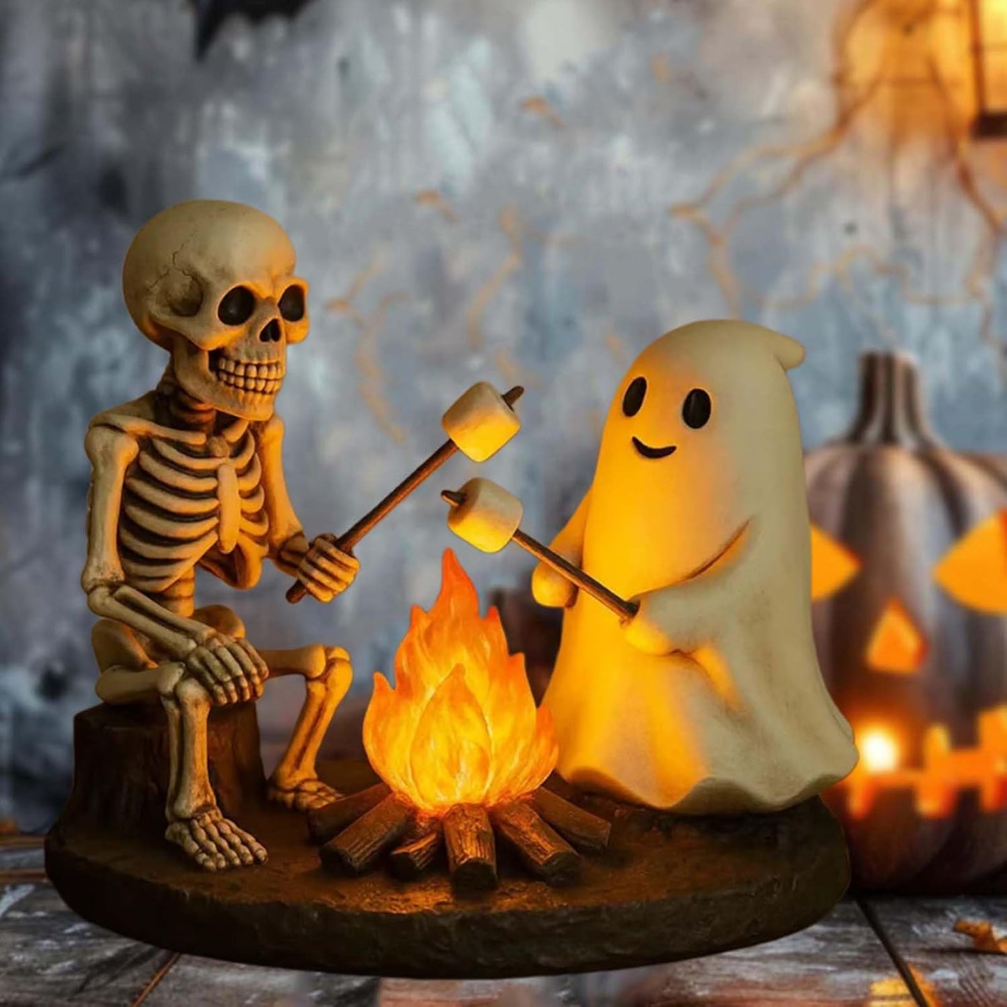 🎃Skeleton & Ghost Bonfire Night Lamp – Spooky Vibes for Your Halloween Décor!👻 - Libiyi
