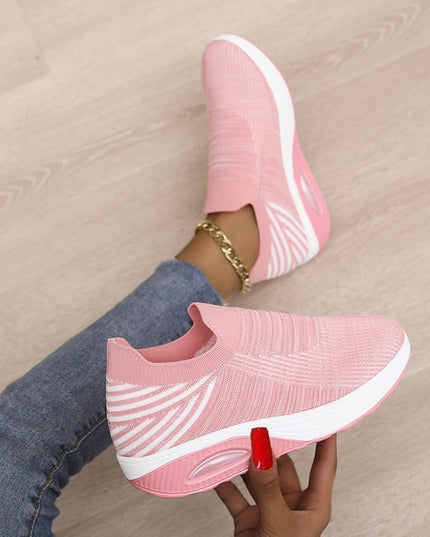 Women's low top fly woven casual sneakers - Libiyi