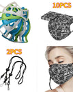 Com máscaras de renda e cordões / 3 PECAS / Branco