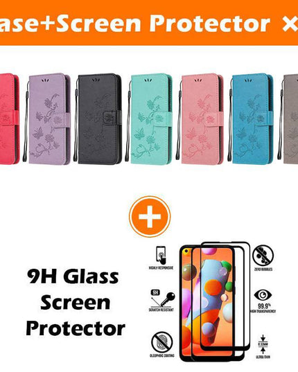 Imprint Butterfly Flower Leather Mobile Phone Case for iPhone 12Mini - Libiyi