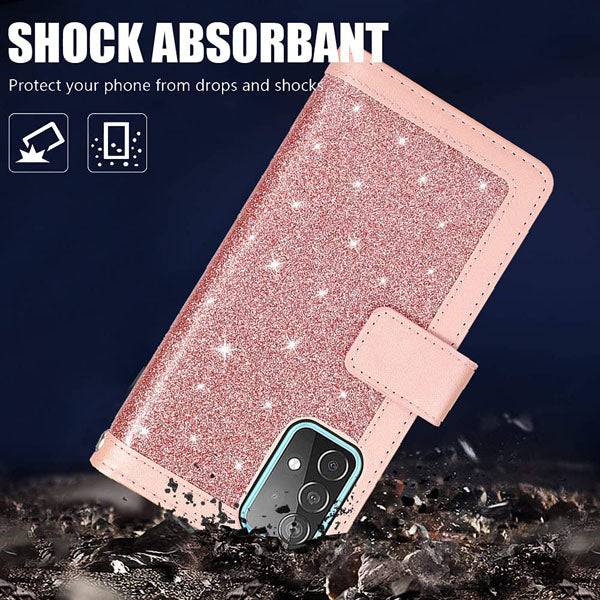 Bling Wallet Case with Wrist Strap for Samsung A32(5G) - Libiyi