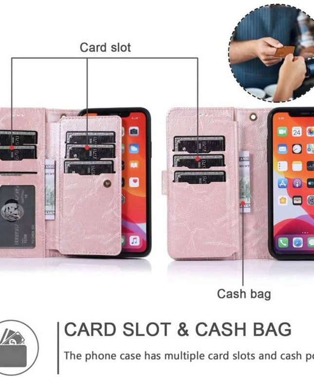 Detachable Flip Folio Zipper Purse Phone Case for iPhone - Libiyi