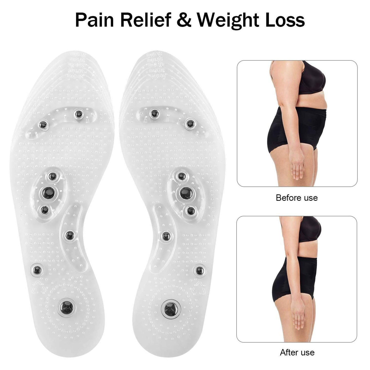 Insoles for Women & Men Cuttable Acupressure Magnetic Massage - Libiyi