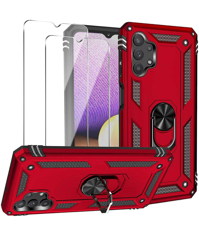 Samsung A32(5G) Luxury Armor Ring Bracket Phone Case With 2-Pack Screen Protectors - Libiyi
