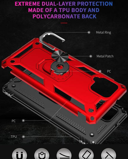 Samsung A42(5G) Luxury Armor Ring Bracket Phone Case With 2-Pack Tempered Glass Screen Protectors - Libiyi