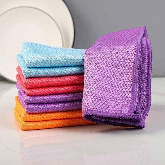 Fish Scale Microfiber Polishing Cleaning Cloth 5 Pcs - Libiyi