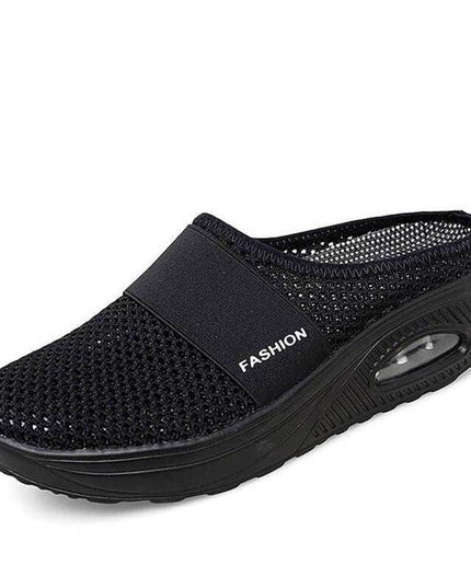 Libiyi Women Daily Fly Knit Fabric Summer Air Cushion Mule Slippers - Libiyi